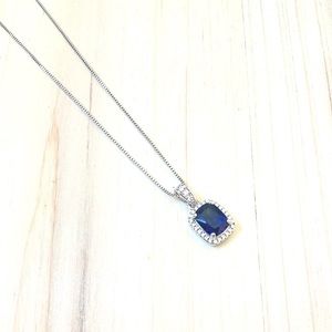 Sapphire cubic zirconia necklace sterling silver September